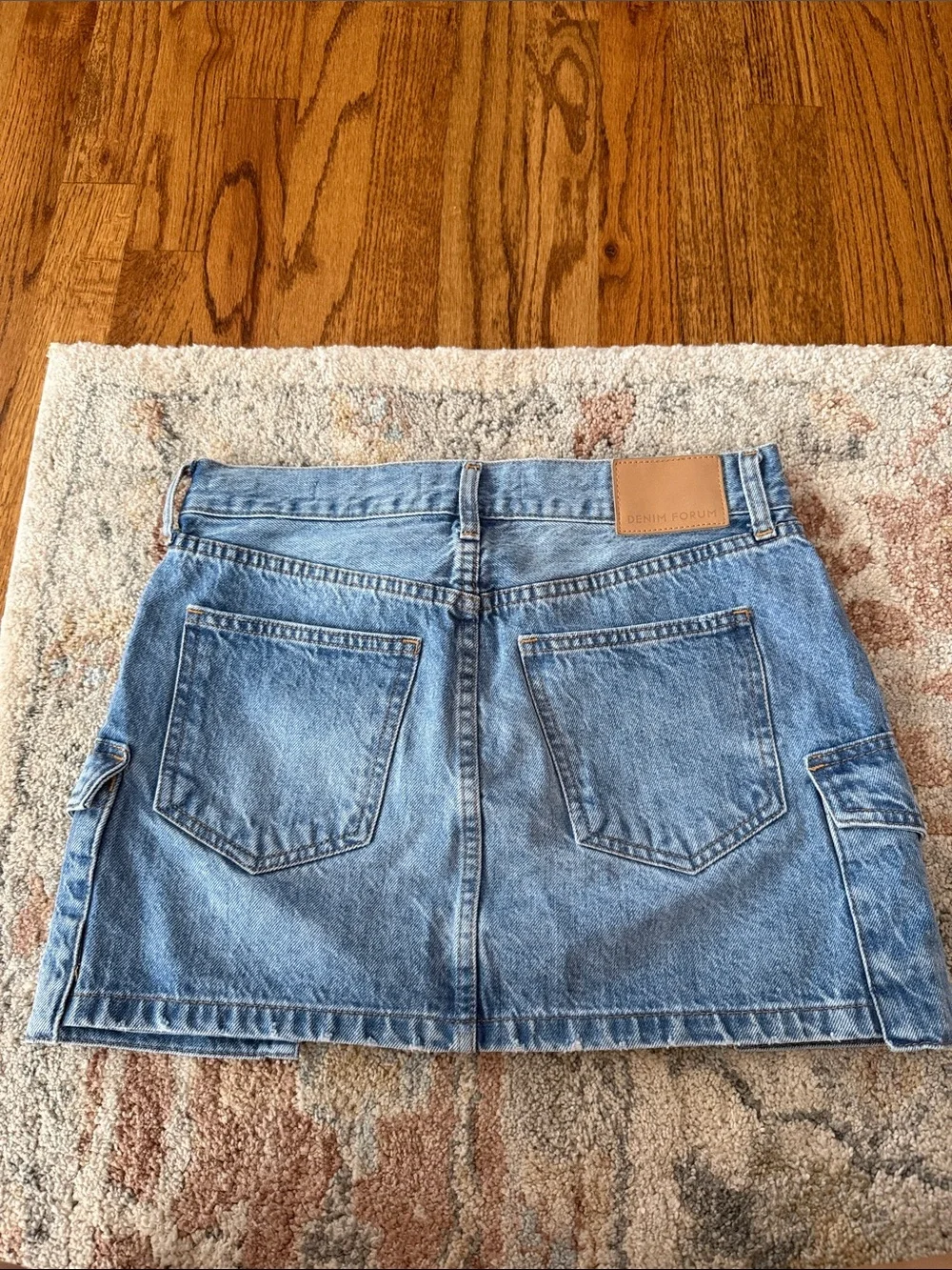 Denim Forum Light Blue Denim Cargo Mini Skirt